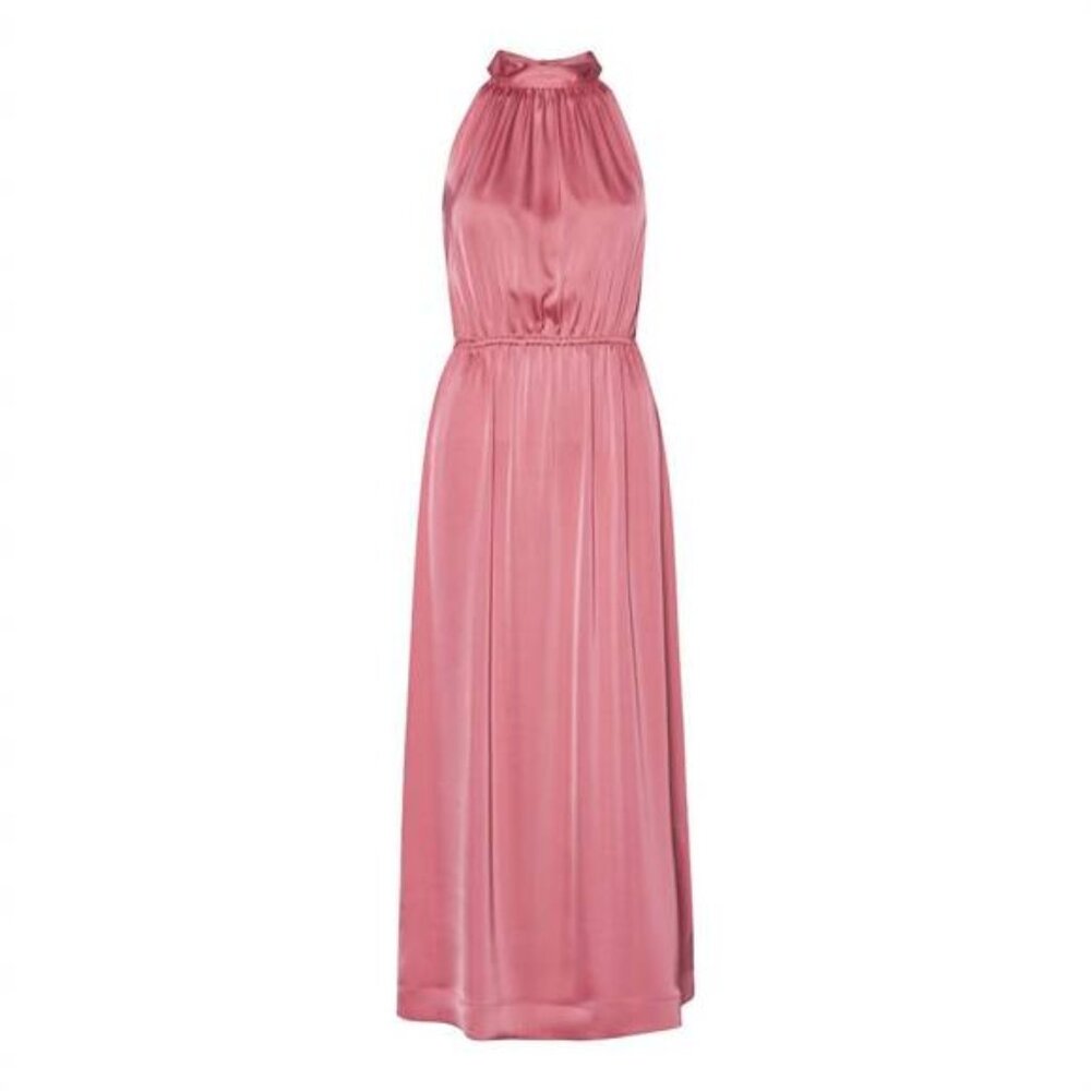 Karmamia Lulu Maxi Dress Pink Velvet Halter Elegant S M NWT - Size S/M